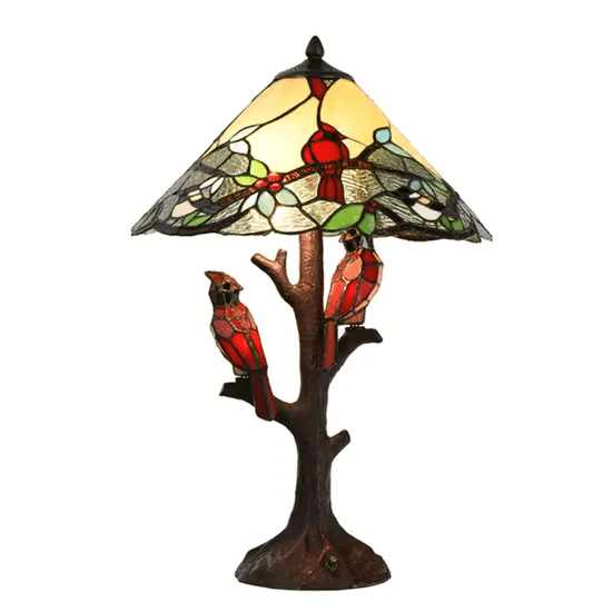 Twin Birds Stained Glass Lamp